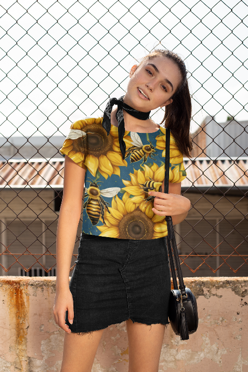 Honeybee Sunflower Crop Top